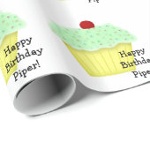 Cupcake aangepaste naam wrapping papier (Rol Hoek)
