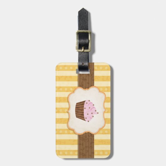 Cupcake Achtergrond Bagagelabel (Voorkant verticaal)