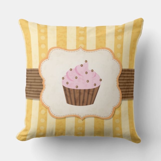  Cupcake Achtergrond Kussen (Voorkant)