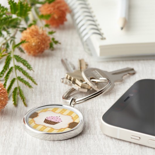 Cupcake Achtergrond Sleutelhanger (Zijkant)