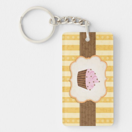 Cupcake Achtergrond Sleutelhanger (Voorkant)