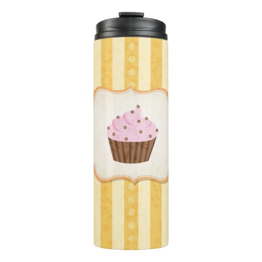 Cupcake Achtergrond Thermosbeker (Voorkant)