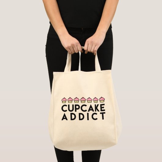 CUPCAKE ADDICT Fun Quote Grocery Tas (Voorkant (product))