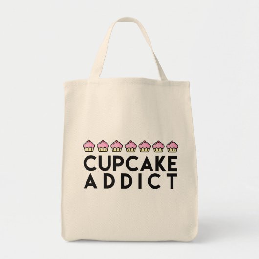 CUPCAKE ADDICT Fun Quote Grocery Tas (Voorkant)