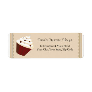 Cupcake-Adresetiketten, Soft Mocha Stripes Etiket