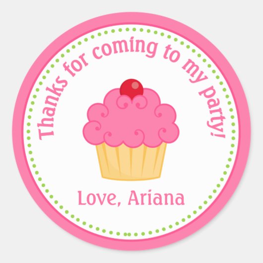 Cupcake Anniversaire Fête Favoriser Tag Sticker (Devant)