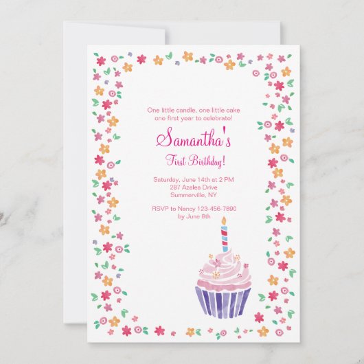 Cupcake Anniversaire Fête Invitation (Devant)