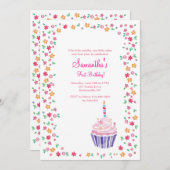 Cupcake Anniversaire Fête Invitation (Devant / Derrière)