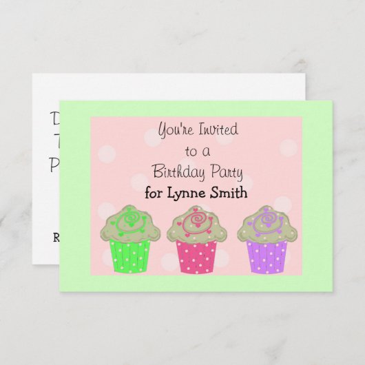 Cupcake Anniversaire Fête Invitation (Devant / Derrière)