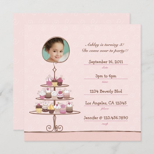 Cupcake Anniversaire Fête Invitation (Devant / Derrière)