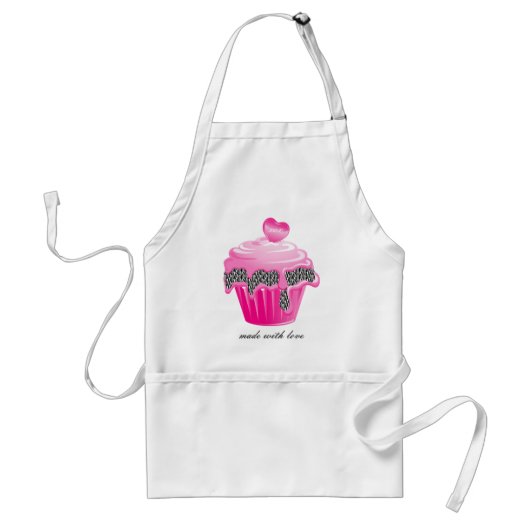 Cupcake Apron Pastry Chef Zebra Roze Standaard Schort (Voorkant)