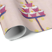 Cupcake Art Print met kersen en roze achtergrond Cadeaupapier (Rol Hoek)