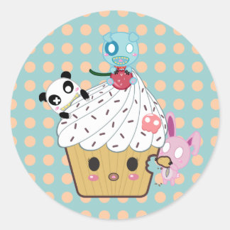 Cupcake Attack! (>_<) Ronde Sticker