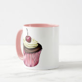 Cupcake au chocolat avec cerise sur la Mug supérie (Devant gauche)