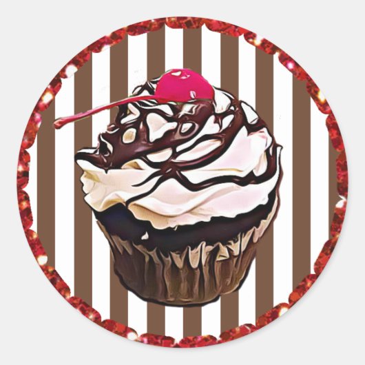 Cupcake au chocolat avec Stickers Cerise (Devant)