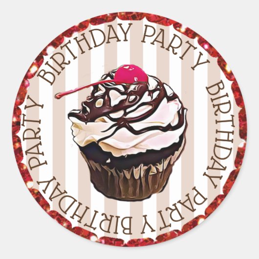 Cupcake au chocolat avec Stickers d'anniversaire c (Devant)
