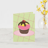 Cupcake avec carte d'anniversaire cerise (Fleur jaune)