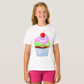 Cupcake Avec Cerise Sur Top Girls T-shirt (Devant entier)