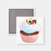 Cupcake avec Pansy Art Design Magnet (Recto/Verso)