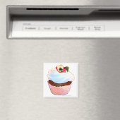 Cupcake avec Pansy Art Design Magnet (In Situ (Lave-vaisselle))