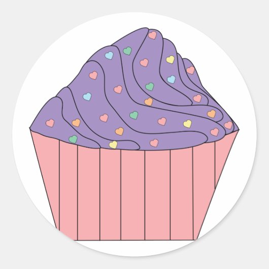 Cupcake avec Sprinkers Coeur Sticker (Devant)
