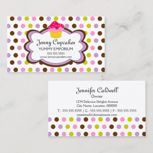 Cupcake Bakery Cloud Visitekaartje (Voorkant / Achterkant)