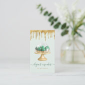 Cupcake Bakery Emerald Green Faux Gold Foil Drip Visitekaartje (Staand voorkant)
