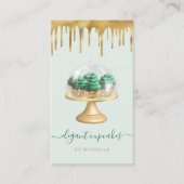 Cupcake Bakery Emerald Green Faux Gold Foil Drip Visitekaartje (Voorkant)