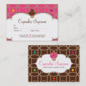 Cupcake Bakery Gift Certificate Stip Pink White Kortingskaartje (Voorkant / Achterkant)