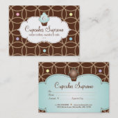 Cupcake Bakery Gift Certificate Stippen White Blue Kortingskaartje (Voorkant / Achterkant)