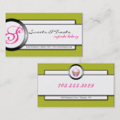 Cupcake Bakery Green Pink Monogram Visitekaartje (Voorkant / Achterkant)