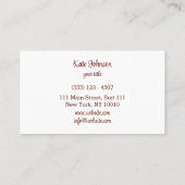 Cupcake Bakery Pastry Chef Snowflakes Visitekaartje (Achterkant)