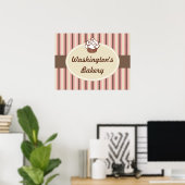 Cupcake Bakery Striped Sign Poster (Thuiskantoor)