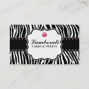 Cupcake Bakery Zebra Print Pink Elegant Moderne Visitekaartje