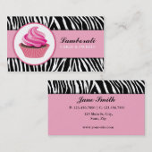 Cupcake Bakery Zebra Print Pink Elegant Moderne Visitekaartje (Voorkant / Achterkant)