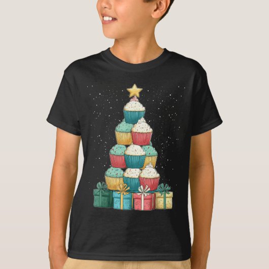 Cupcake Baking Baker Christmas Tree Xmas T-shirt (Voorkant)