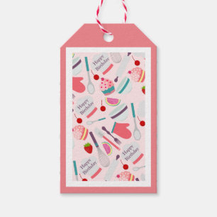 Cupcake bakken patroon roze cadeaulabel
