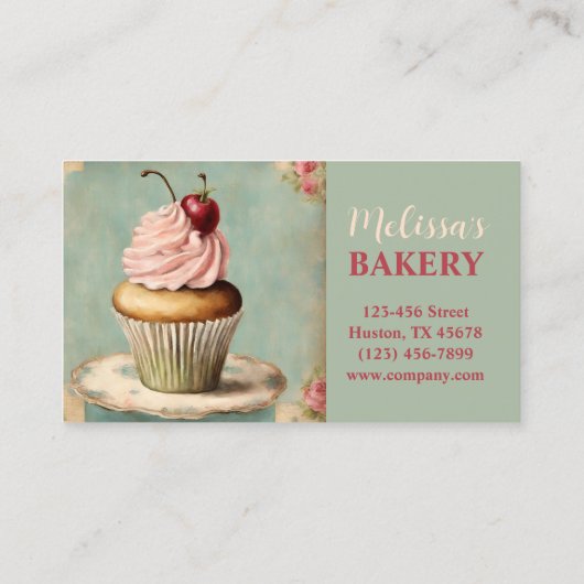 cupcake bakker catering bakkerij korting visitekaartje (Achterkant)