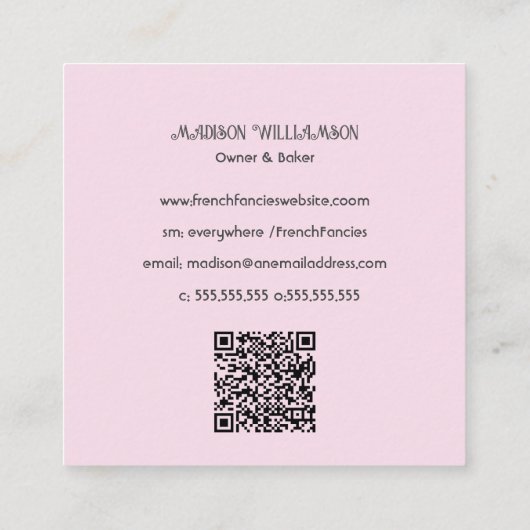 Cupcake Bakkerij | Bakker Chef Catering OR Code Vierkante Visitekaartje (Achterkant)