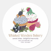 Cupcake Bakkerij Chef Ronde Sticker (Voorkant)