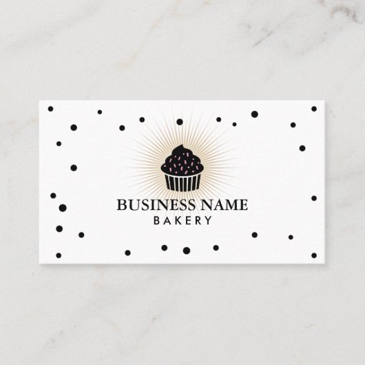 Cupcake bakkerij Confetti Stip Cute Plain Visitekaartje (Voorkant)