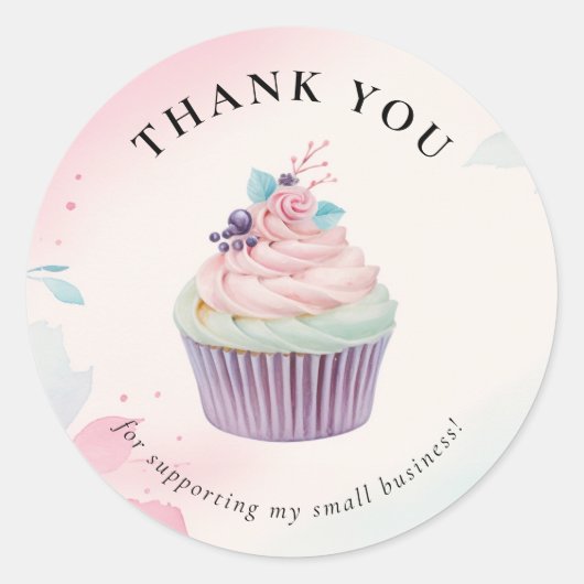 Cupcake Bakkerij Dank u Ronde Sticker (Voorkant)