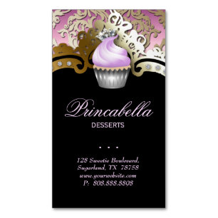 Cupcake bakkerij Elegant Damask Paars Gold Magnetisch Visitekaartje