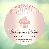 Cupcake Bakkerij Gebak Café Rose Goud Glitter Drup Raamsticker (Vel 3)