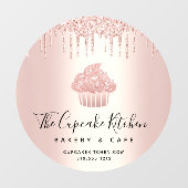 Cupcake Bakkerij Gebak Café Rose Goud Glitter Drup Raamsticker (Vel)