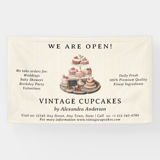  cupcake bakkerij gebak snoep spandoek (Horizontaal)