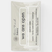 Cupcake Bakkerij Logo Wij zijn Open Grey Spandoek (Verticaal)