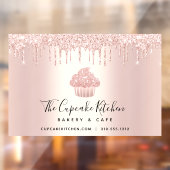 Cupcake Bakkerij Pastuurschef Rose Goud Glitter Dr Raamsticker (Vel 2)