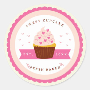 Cupcake bakkerij ronde sticker
