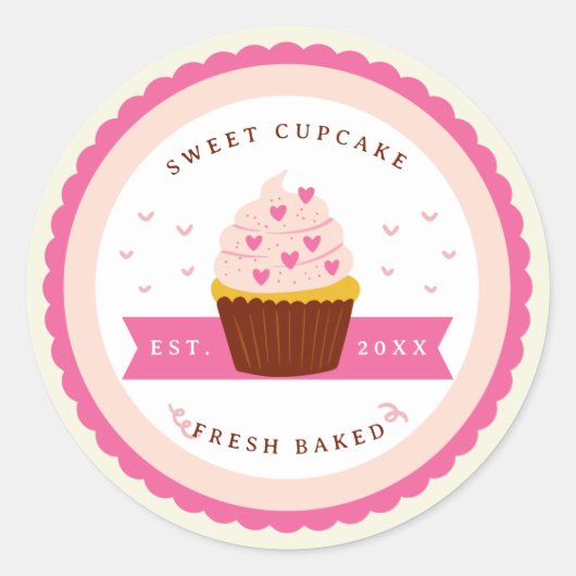 Cupcake bakkerij ronde sticker (Voorkant)